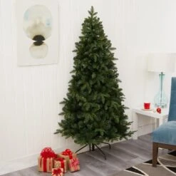 6 Ft. Pre-Lit Grand Teton Spruce Flat Back Artificial Christmas Tree With 180 Clear LED Lights -Holiday Glow Store nearly natural pre lit christmas trees t1863 76 1000