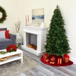 6 Ft. Pre-Lit Grand Teton Spruce Flat Back Artificial Christmas Tree With 180 Clear LED Lights -Holiday Glow Store nearly natural pre lit christmas trees t1863 a0 1000