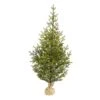 5 Ft. Pre-Lit Fraser Fir Natural Look Artificial Christmas Tree With 200 Clear LED Lights In A Burlap Base -Holiday Glow Store nearly natural pre lit christmas trees t1865 64 1000