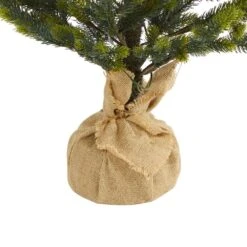 5 Ft. Pre-Lit Fraser Fir Natural Look Artificial Christmas Tree With 200 Clear LED Lights In A Burlap Base -Holiday Glow Store nearly natural pre lit christmas trees t1865 fa 1000