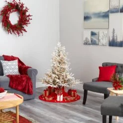 4 Ft. Pre-Lit Flocked Fraser Fir Artificial Christmas Tree With 300 Warm White Lights -Holiday Glow Store nearly natural pre lit christmas trees t1867 44 1000