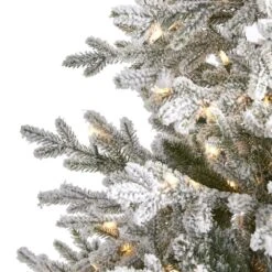 6 Ft. Pre-Lit Flocked Fraser Fir Artificial Christmas Tree With 500 Warm White Lights -Holiday Glow Store nearly natural pre lit christmas trees t1868 4f 1000