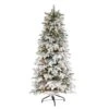 6 Ft. Flocked North Carolina Fir Artificial Christmas Tree With 450 Warm White Lights And 1560 Bendable Branches -Holiday Glow Store nearly natural pre lit christmas trees t1872 64 1000