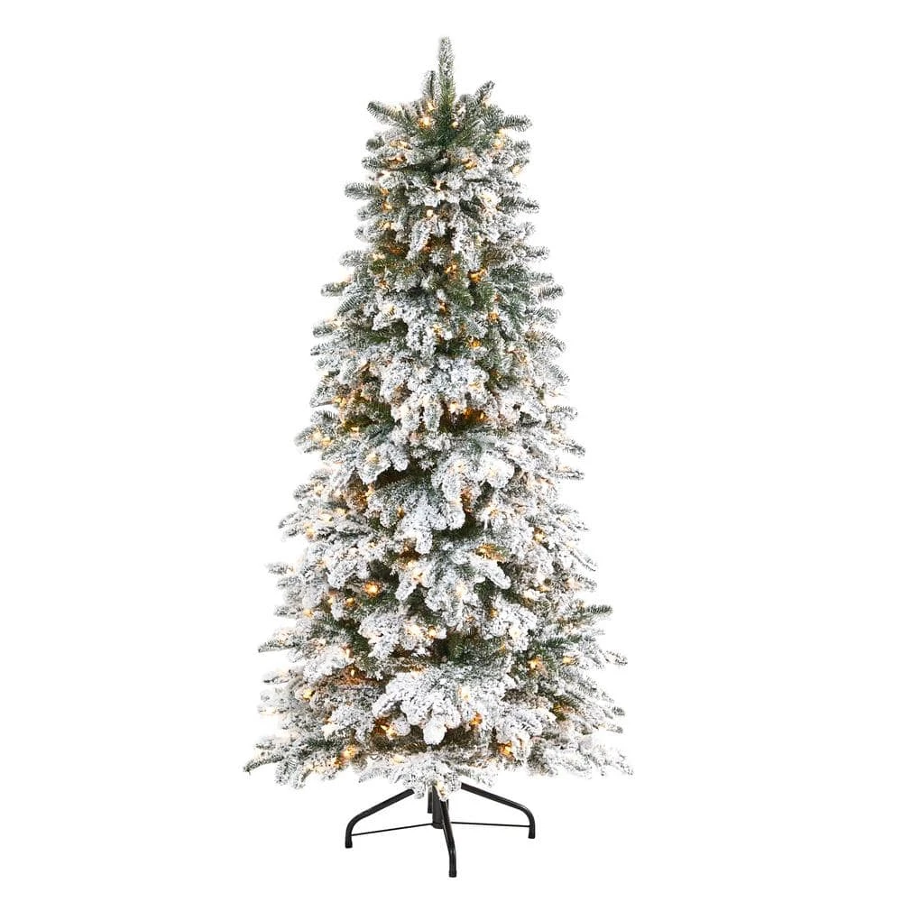 6 Ft. Flocked North Carolina Fir Artificial Christmas Tree With 450 Warm White Lights And 1560 Bendable Branches 3 6 Ft. Flocked North Carolina Fir Artificial Christmas Tree With 450 Warm White Lights And 1560 Bendable Branches