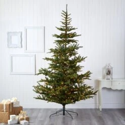 9 Ft. Pre-Lit Layered Washington Spruce Artificial Christmas Tree With 750 Clear Lights -Holiday Glow Store nearly natural pre lit christmas trees t1885 31 1000