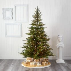 7 Ft. Pre-Lit North Carolina Spruce Artificial Christmas Tree With 450 Clear Lights -Holiday Glow Store nearly natural pre lit christmas trees t1887 31 1000