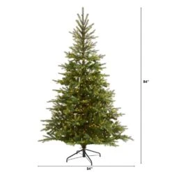 7 Ft. Pre-Lit North Carolina Spruce Artificial Christmas Tree With 450 Clear Lights -Holiday Glow Store nearly natural pre lit christmas trees t1887 c3 1000