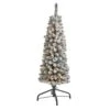 4 Ft. Flocked Pencil Artificial Christmas Tree With 100 Clear Lights And 216 Bendable Branches -Holiday Glow Store nearly natural pre lit christmas trees t1904 64 1000