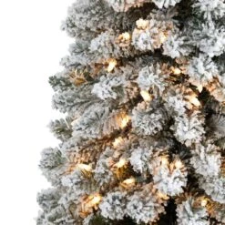 5 Ft. Flocked Pencil Artificial Christmas Tree With 200 Clear Lights And 318 Bendable Branches 11 5 Ft. Flocked Pencil Artificial Christmas Tree With 200 Clear Lights And 318 Bendable Branches -Holiday Glow Store nearly natural pre lit christmas trees t1905 4f 1000