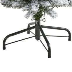 6 Ft. Pre-Lit Flocked Pencil Artificial Christmas Tree With 300 Clear Lights -Holiday Glow Store nearly natural pre lit christmas trees t1906 1f 1000