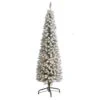 6 Ft. Pre-Lit Flocked Pencil Artificial Christmas Tree With 300 Clear Lights -Holiday Glow Store nearly natural pre lit christmas trees t1906 64 1000