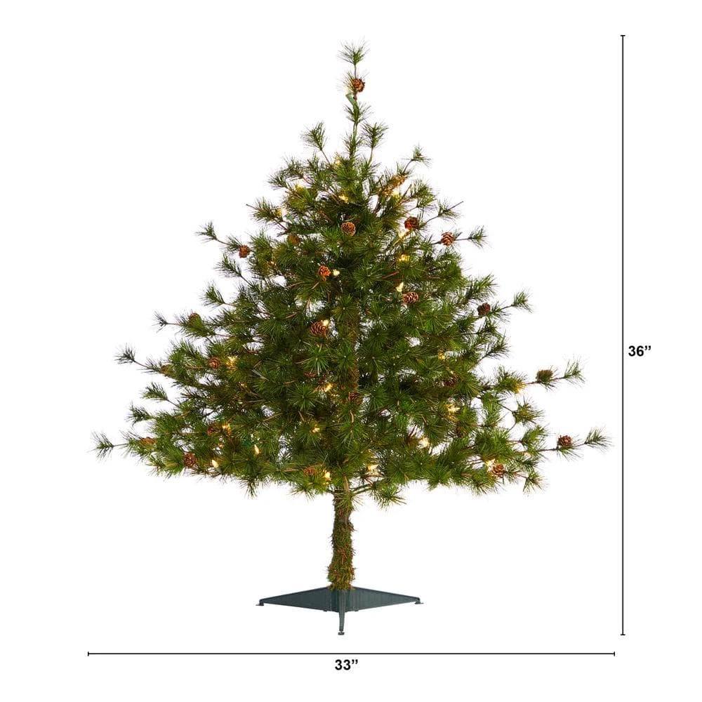 3 Ft. Colorado Mountain Pine Artificial Christmas Tree With 50 Clear Lights, 171 Bendable Branches And Pine Cones 4 3 Ft. Colorado Mountain Pine Artificial Christmas Tree With 50 Clear Lights, 171 Bendable Branches And Pine Cones - Image 2