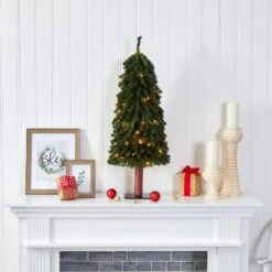 3 Ft. Pre-Lit Grand Alpine Artificial Christmas Tree With 50 Clear Lights On A Natural Trunk -Holiday Glow Store nearly natural pre lit christmas trees t1943 31 1000