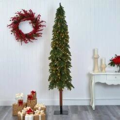 8 Ft. Grand Alpine Artificial Christmas Tree With 500 Clear Lights And 1051 Bendable Branches On Natural Trunk -Holiday Glow Store nearly natural pre lit christmas trees t1948 31 1000