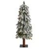 3 Ft. Flocked Grand Alpine Artificial Christmas Tree With 50 Clear Lights And 193 Bendable Branches On Natural Trunk -Holiday Glow Store nearly natural pre lit christmas trees t1950 64 1000