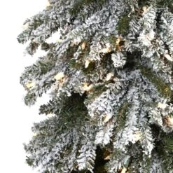 8 Ft. Flocked Grand Alpine Artificial Christmas Tree With 500 Clear Lights And 1051 Bendable Branches On Natural Trunk -Holiday Glow Store nearly natural pre lit christmas trees t1955 4f 1000