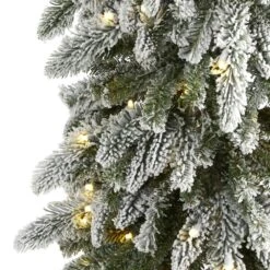 7.5 Ft. Green Pre-Lit LED Flocked Washington Alpine Artificial Christmas Tree With 350 White Warm Lights -Holiday Glow Store nearly natural pre lit christmas trees t1962 4f 1000