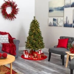 5 Ft. Pre-Lit Golden Tip Washington Pine Artificial Christmas Tree With 150 Clear Lights And Pine Cones 13 5 Ft. Pre-Lit Golden Tip Washington Pine Artificial Christmas Tree With 150 Clear Lights And Pine Cones -Holiday Glow Store nearly natural pre lit christmas trees t1971 44 1000