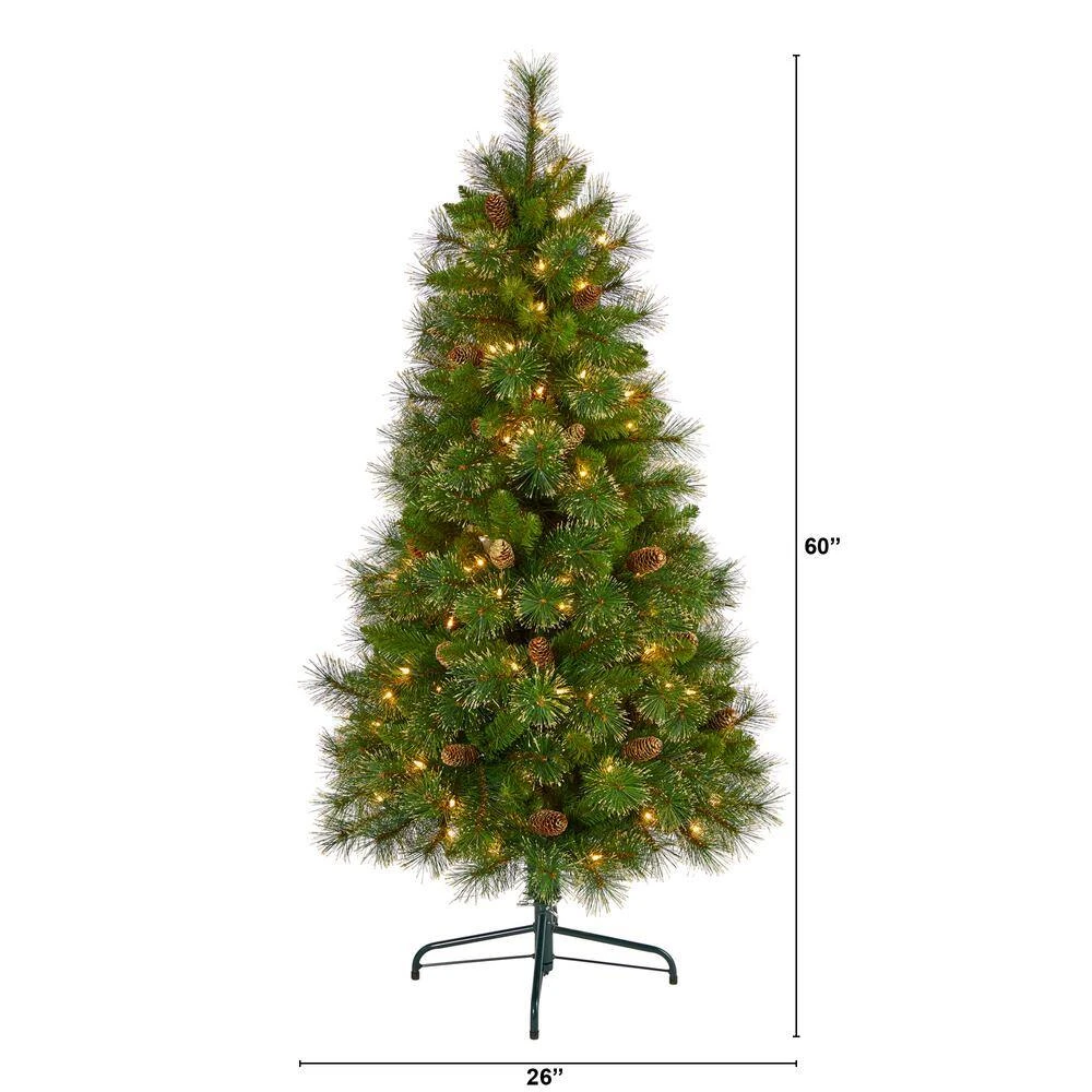5 Ft. Pre-Lit Golden Tip Washington Pine Artificial Christmas Tree With 150 Clear Lights And Pine Cones 4 5 Ft. Pre-Lit Golden Tip Washington Pine Artificial Christmas Tree With 150 Clear Lights And Pine Cones - Image 2