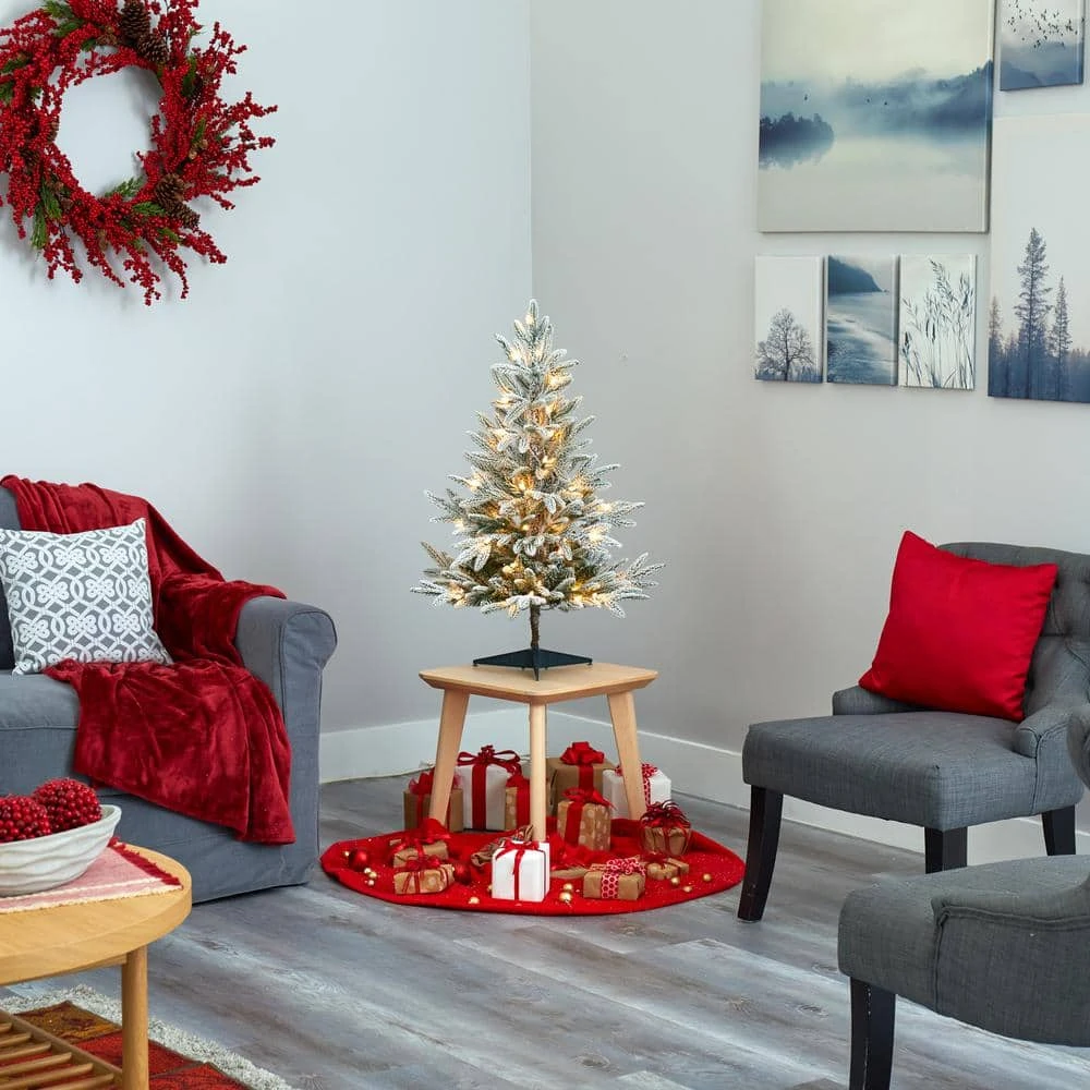 3 Ft. Pre-Lit Flocked Manchester Spruce Artificial Christmas Tree With 50 Clear Lights 7 3 Ft. Pre-Lit Flocked Manchester Spruce Artificial Christmas Tree With 50 Clear Lights - Image 5