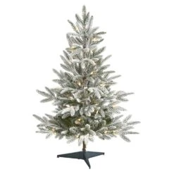 3 Ft. Pre-Lit Flocked Manchester Spruce Artificial Christmas Tree With 50 Clear Lights