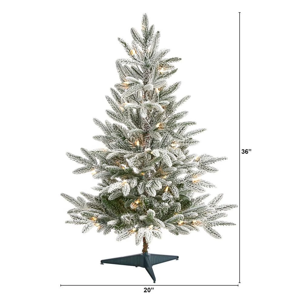3 Ft. Pre-Lit Flocked Manchester Spruce Artificial Christmas Tree With 50 Clear Lights 4 3 Ft. Pre-Lit Flocked Manchester Spruce Artificial Christmas Tree With 50 Clear Lights - Image 2