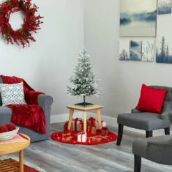 3 Ft. Pre-Lit Flocked Manchester Spruce Artificial Christmas Tree With 50 Clear Lights 14 3 Ft. Pre-Lit Flocked Manchester Spruce Artificial Christmas Tree With 50 Clear Lights -Holiday Glow Store nearly natural pre lit christmas trees t1973 fa 1000