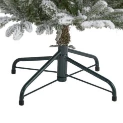 4.5 Ft. Pre-Lit Flocked Manchester Spruce Artificial Christmas Tree With 100 Clear Lights -Holiday Glow Store nearly natural pre lit christmas trees t1974 1f 1000