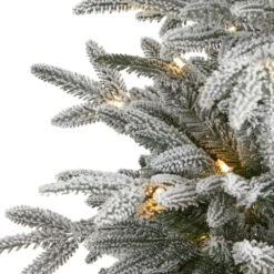 4.5 Ft. Pre-Lit Flocked Manchester Spruce Artificial Christmas Tree With 100 Clear Lights -Holiday Glow Store nearly natural pre lit christmas trees t1974 4f 1000
