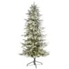 6.5 Ft. Pre-Lit Slim Flocked Nova Scotia Spruce Artificial Christmas Tree With 300 Warm White LED Lights -Holiday Glow Store nearly natural pre lit christmas trees t1978 64 1000