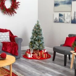 4 Ft. Pre-Lit Frosted Tip British Columbia Mountain Pine Artificial Christmas Tree With 100 Clear Lights, Pine Cones -Holiday Glow Store nearly natural pre lit christmas trees t1984 44 1000