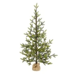 4 Ft. Pre-Lit Fraser Fir Natural Look Artificial Christmas Tree With 100 Clear LED Lights, A Burlap Base
