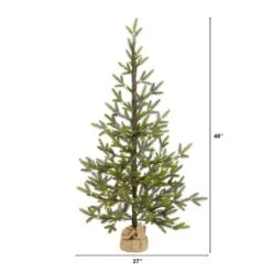 4 Ft. Pre-Lit Fraser Fir Natural Look Artificial Christmas Tree With 100 Clear LED Lights, A Burlap Base -Holiday Glow Store nearly natural pre lit christmas trees t1989 c3 1000