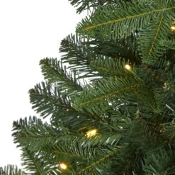 4 Ft. Green Pre-Lit LED Grand Teton Spruce Flat Back Artificial Christmas Tree With 90 Clear Lights -Holiday Glow Store nearly natural pre lit christmas trees t1999 44 1000
