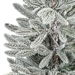 3.5 Ft. Flocked Pre-Lit Manchester Spruce Artificial Christmas Tree With 50-Lights And 133 Bendable Branches In Planter -Holiday Glow Store nearly natural pre lit christmas trees t2252 44 1000