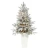3.5 Ft. Flocked Pre-Lit Manchester Spruce Artificial Christmas Tree With 50-Lights And 133 Bendable Branches In Planter -Holiday Glow Store nearly natural pre lit christmas trees t2252 64 1000