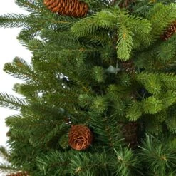 3.5 Ft. Yukon Mountain Fir Artificial Christmas Tree With 50 Clear Lights And Pine Cones In White Planter 12 3.5 Ft. Yukon Mountain Fir Artificial Christmas Tree With 50 Clear Lights And Pine Cones In White Planter -Holiday Glow Store nearly natural pre lit christmas trees t2291 44 1000