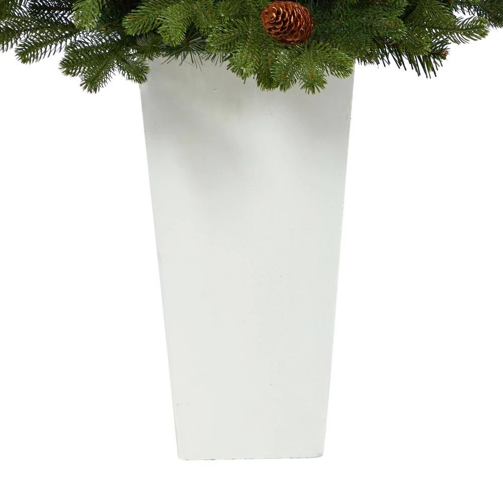 3.5 Ft. Yukon Mountain Fir Artificial Christmas Tree With 50 Clear Lights And Pine Cones In White Planter 8 3.5 Ft. Yukon Mountain Fir Artificial Christmas Tree With 50 Clear Lights And Pine Cones In White Planter - Image 6