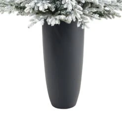 5 Ft. Flocked Fraser Fir Artificial Christmas Tree With 300 Warm White Lights And 967 Bendable Branches In Gray Planter -Holiday Glow Store nearly natural pre lit christmas trees t2318 44 1000