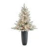 5 Ft. Flocked Fraser Fir Artificial Christmas Tree With 300 Warm White Lights And 967 Bendable Branches In Gray Planter -Holiday Glow Store nearly natural pre lit christmas trees t2318 64 1000