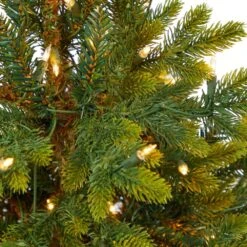 3.5 Ft. North Carolina Fir Artificial Christmas Tree With 150 Clear Lights And 563 Bendable Branches Gray Planter Stand -Holiday Glow Store nearly natural pre lit christmas trees t2325 1f 1000