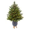 3.5 Ft. North Carolina Fir Artificial Christmas Tree With 150 Clear Lights And 563 Bendable Branches Gray Planter Stand -Holiday Glow Store nearly natural pre lit christmas trees t2325 64 1000