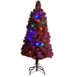 4 Ft. Holiday Frosted Pink Cashmere Artificial Christmas Tree With 30 Jumbo Multicolored Globe LED Lights -Holiday Glow Store nearly natural pre lit christmas trees t3030 4f 1000