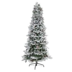 7.5 Ft. Flocked Alaskan Pre-Lit Artificial Christmas Tree 350 LED Lights And 2155 Bendable Branches -Holiday Glow Store nearly natural pre lit christmas trees t3031 4f 1000