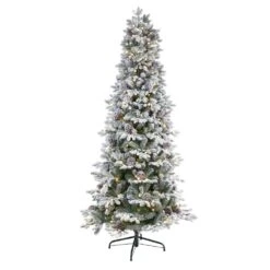 7.5 Ft. Flocked Alaskan Pre-Lit Artificial Christmas Tree 350 LED Lights And 2155 Bendable Branches