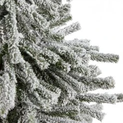 6 Ft. Flocked Long Vermont Pine Artificial Christmas Tree With 758 Bendable Branches And 250 LED Lights In Planter -Holiday Glow Store nearly natural pre lit christmas trees t3038 44 1000