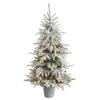 6 Ft. Flocked Long Vermont Pine Artificial Christmas Tree With 758 Bendable Branches And 250 LED Lights In Planter -Holiday Glow Store nearly natural pre lit christmas trees t3038 64 1000