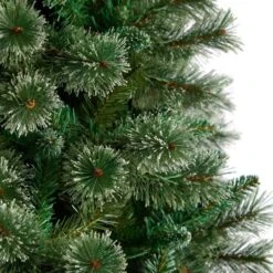 8 Ft. Pre-Lit Wisconsin Slim Snow Tip Pine Artificial Christmas Tree With 600 Clear LED Lights And 908 Bendable Branches -Holiday Glow Store nearly natural pre lit christmas trees t3050 44 1000