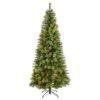 8 Ft. Pre-Lit Wisconsin Slim Snow Tip Pine Artificial Christmas Tree With 600 Clear LED Lights And 908 Bendable Branches -Holiday Glow Store nearly natural pre lit christmas trees t3050 64 1000