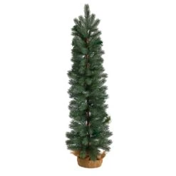 3 Ft. Green Pine Artificial Christmas Tree With 50 Warm White Lights Set In A Burlap Base -Holiday Glow Store nearly natural pre lit christmas trees t3253 4f 1000
